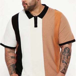 Fashion Nova Men's Tri-Color Polo Shirt